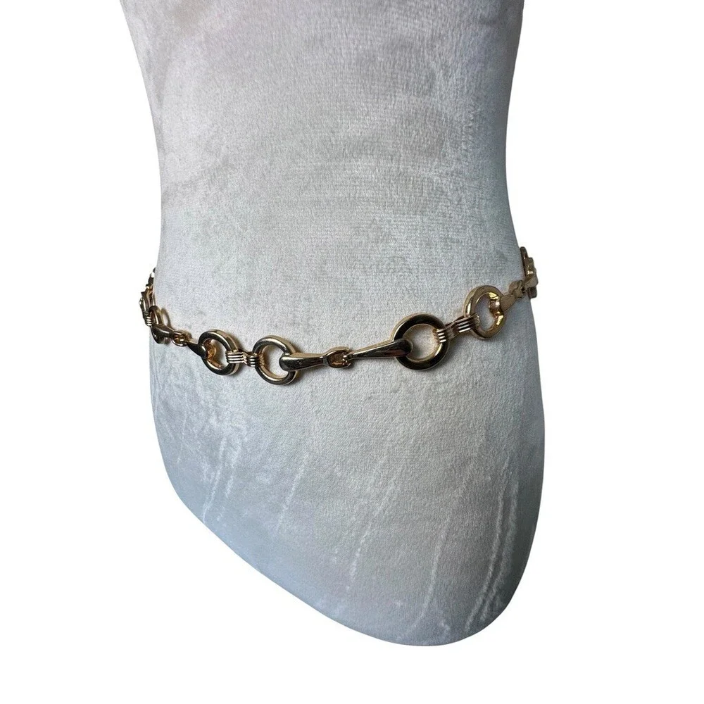 Chunky Horsebit Gold Chain Belt Equestrian vintage womens statement belt